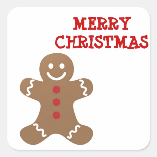 Christmas Gingerbread Man Quadratischer Aufkleber (Vorderseite)