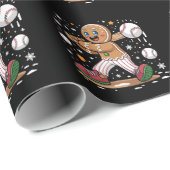 Christmas Gingerbread Man Sports Player Baseball Geschenkpapier (Rolleneckpunkt)