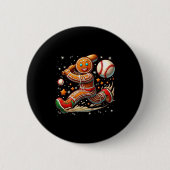 Christmas Gingerbread Man Srts Player Funny Baseba Button (Vorderseite)