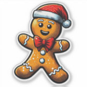 Christmas Gingerbread Mann Custom Cut Vinyl Sticke Aufkleber (Vorderseite)
