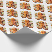 Christmas Gingerbread Mann mit Holly Geschenkpapier (Ecke)
