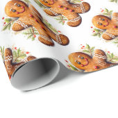 Christmas Gingerbread Mann mit Holly Geschenkpapier (Rolleneckpunkt)