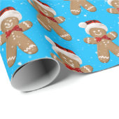 Christmas Gingerbread Men In snowflakes Geschenkpapier (Rolleneckpunkt)
