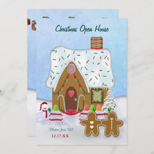 Christmas Gingerbread Open House Einladung (Vorne/Hinten)