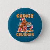 Christmas Gingerbread Pajamas Cookie Crusher Monst Button (Vorderseite)