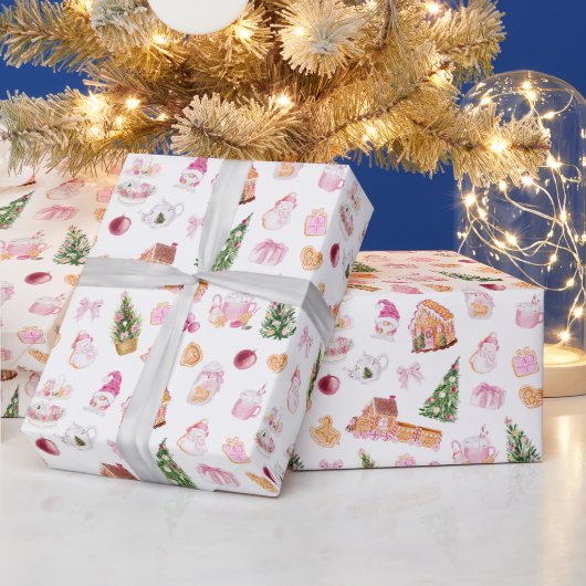 Christmas Gingerbread Pink Geschenkpapier (Feiertage)