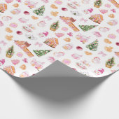 Christmas Gingerbread Pink Geschenkpapier (Ecke)