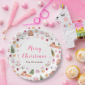Christmas Gingerbread Pink Merry Christmas Pappteller (Party)
