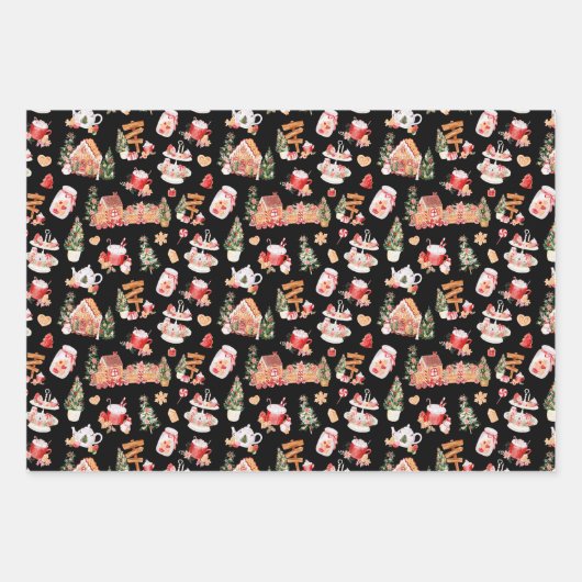 Christmas Gingerbread Red Geschenkpapier Set (Vorderseite 3)