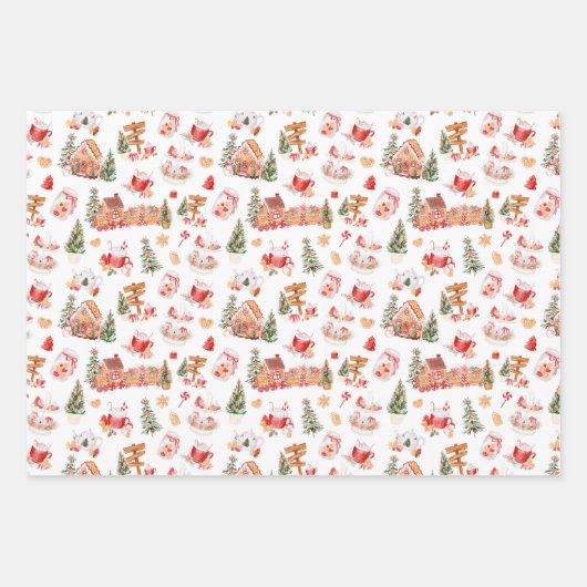 Christmas Gingerbread Red Geschenkpapier Set (Vorderseite)