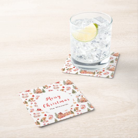 Christmas Gingerbread Red Merry Christmas Rechteckiger Pappuntersetzer (Vor Ort)