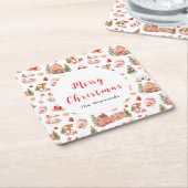 Christmas Gingerbread Red Merry Christmas Rechteckiger Pappuntersetzer (angewinkelt)