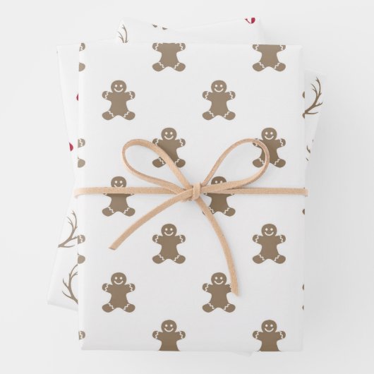 Christmas Gingerbread Reindeer Red Candy Canes Geschenkpapier Set (Beispiel)