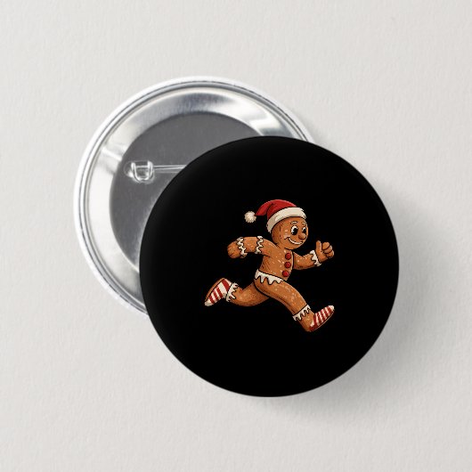 Christmas Gingerbread Running Funny Runners Pajama Button (Vorne & Hinten)