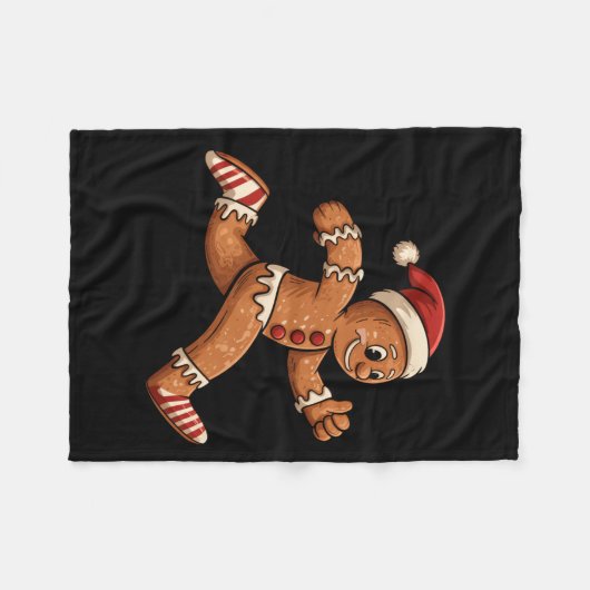 Christmas Gingerbread Running Funny Runners Pajama Fleecedecke (Vorderseite (Horizontal))