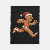Christmas Gingerbread Running Funny Runners Pajama Fleecedecke (Vorderseite)