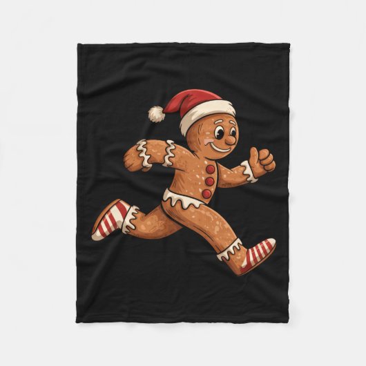 Christmas Gingerbread Running Funny Runners Pajama Fleecedecke (Vorderseite)