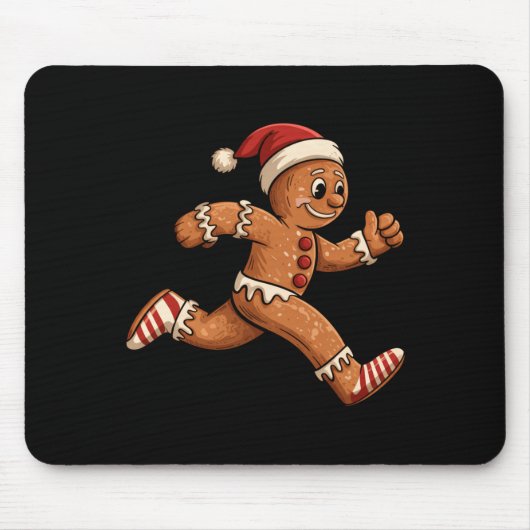 Christmas Gingerbread Running Funny Runners Pajama Mousepad (Vorne)