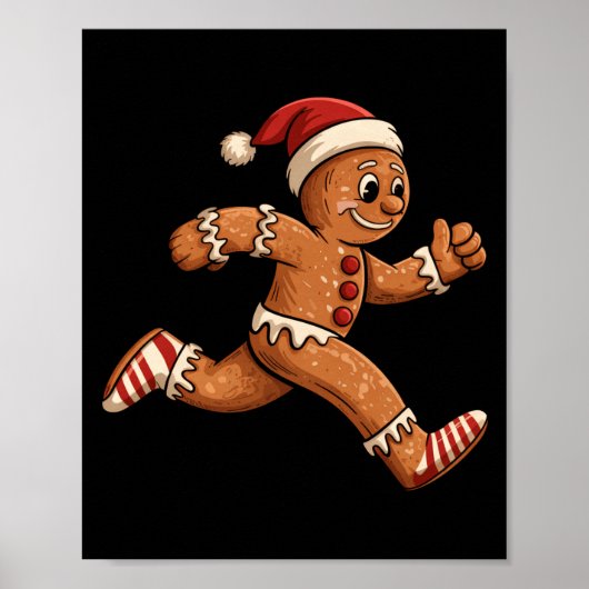 Christmas Gingerbread Running Funny Runners Pajama Poster (Vorne)