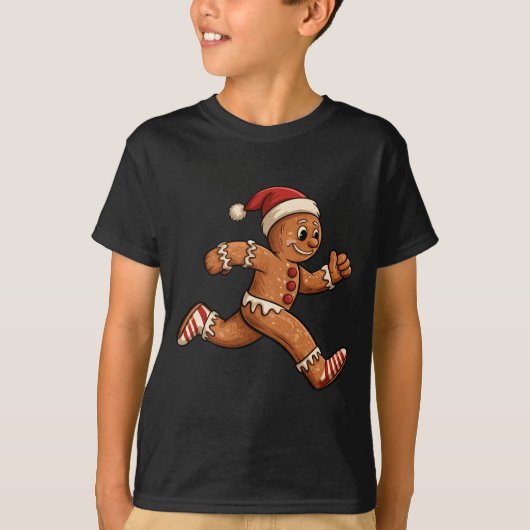 Christmas Gingerbread Running Funny Runners Pajama T-Shirt (Vorderseite)