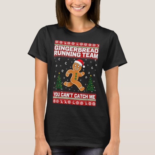 Christmas Gingerbread Running Team Funny Xmas Tee (Vorderseite)