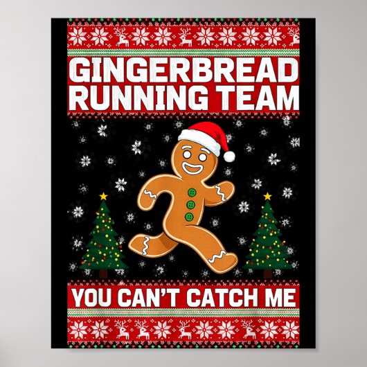 Christmas Gingerbread Running Team Funny Xmas Tee  Poster (Vorne)