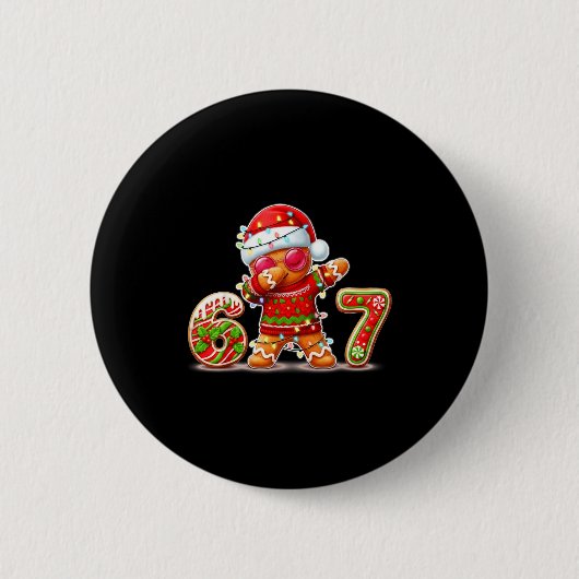 Christmas Gingerbread Six Seven 67 Ice Cream Drip Button (Vorderseite)