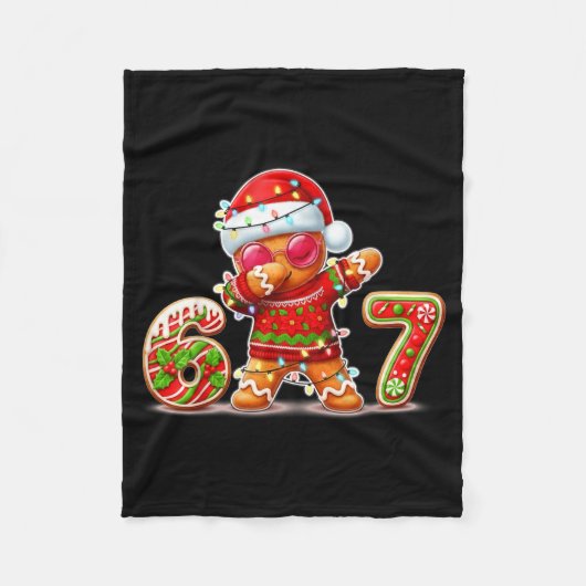 Christmas Gingerbread Six Seven 67 Ice Cream Drip Fleecedecke (Vorderseite)