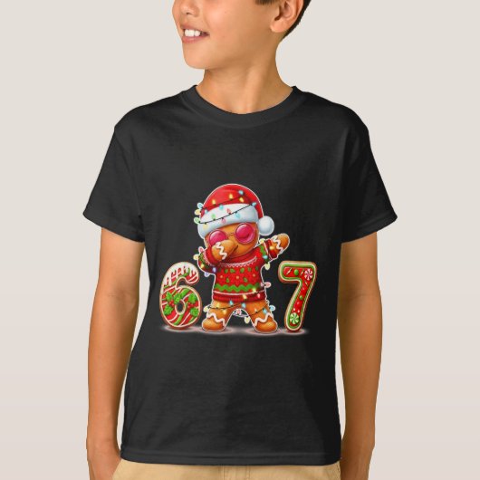 Christmas Gingerbread Six Seven 67 Ice Cream Drip T-Shirt (Vorderseite)