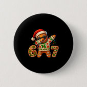 Christmas Gingerbread Six Seven 67 Meme Xmas Slang Button (Vorderseite)