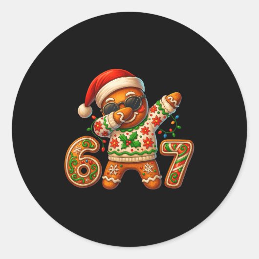 Christmas Gingerbread Six Seven 67 Meme Xmas Slang Runder Aufkleber (Vorderseite)