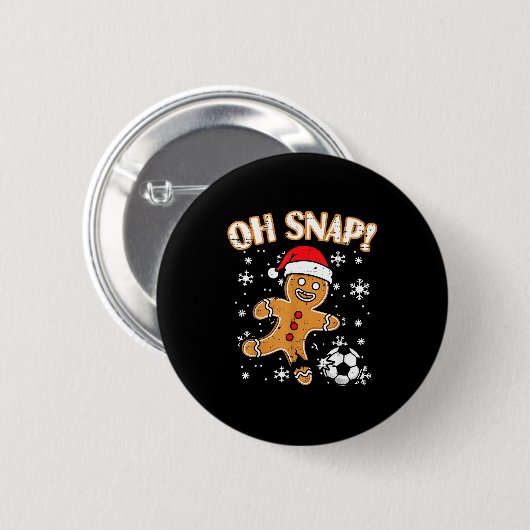 Christmas Gingerbread Soccer Oh Snap Funny Xmas Bo Button (Vorne & Hinten)