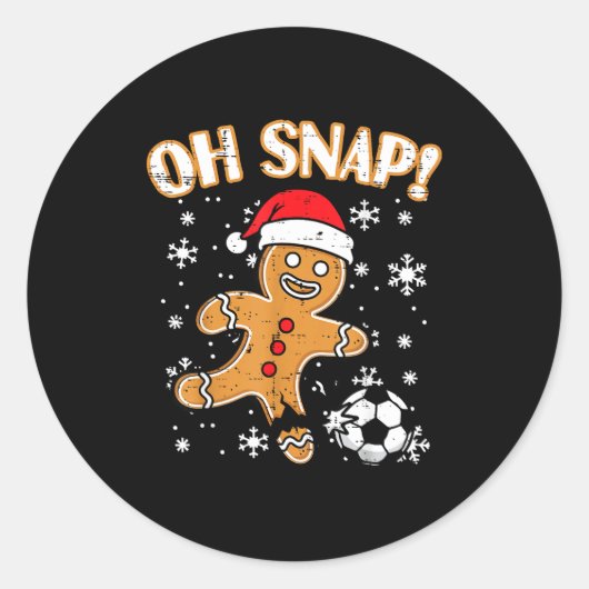 Christmas Gingerbread Soccer Oh Snap Funny Xmas Bo Runder Aufkleber (Vorderseite)