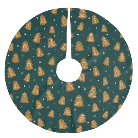 Christmas Gingerbread Trees Polyester Weihnachtsbaumdecke (Vorderseite)
