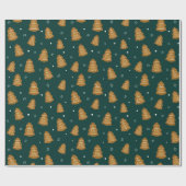 Christmas Gingerbread Trees Wrapping Paper Geschenkpapier (Flach)