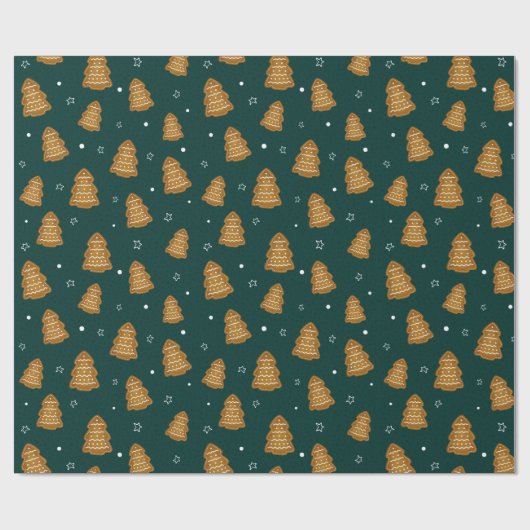 Christmas Gingerbread Trees Wrapping Paper Geschenkpapier (Flach)