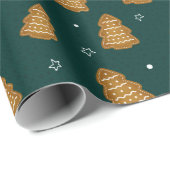 Christmas Gingerbread Trees Wrapping Paper Geschenkpapier (Rolleneckpunkt)