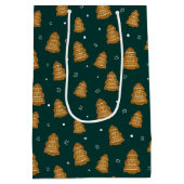 Christmas Gingerbread Trees Wrapping Paper Mittlere Geschenktüte (Rückseite)