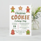 Christmas Gingerbrett Cookie Exchange Party Einladung (Stehend Vorderseite)