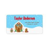 Christmas Gingerbrett House Blue and Red Adressaufkleber (Vorne)