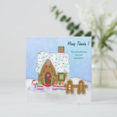 Christmas Gingerbrot House Vielen Dank Dankeskarte (Stehend Vorderseite)