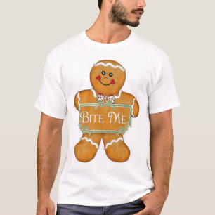 Christmas Gingerbrot Man - Bite Me T-Shirt