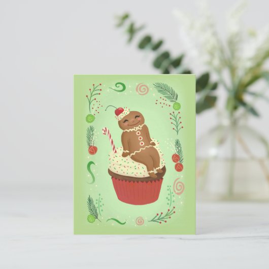 Christmas Gingerbrot Mann Postkarte (Stehend Vorderseite)
