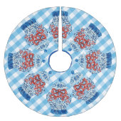 Christmas Gingham Ginger Jar Polyester Weihnachtsbaumdecke (Vorderseite)