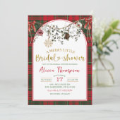 Christmas Gingham Merry Little Bridal Shower Einladung (Stehend Vorderseite)