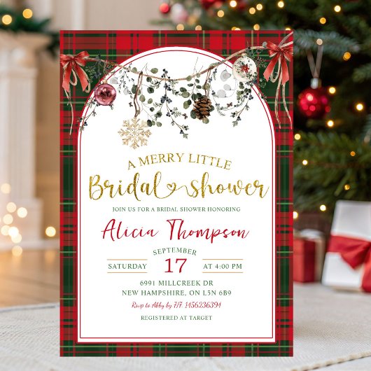 Christmas Gingham Merry Little Bridal Shower Einladung