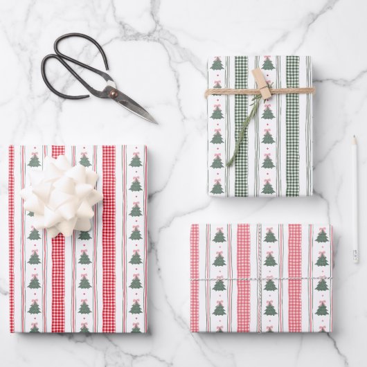 Christmas Gingham Ribbon  Geschenkpapier Set (Vorderseite)