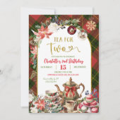 Christmas Gingham Tea For Two 2nd Birthday Einladung (Vorderseite)
