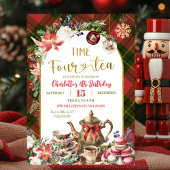 Christmas Gingham Time Four Tea 4th Birthday Einladung