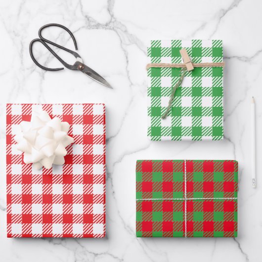 Christmas Gingham Trio Geschenkpapier Set (Vorderseite)
